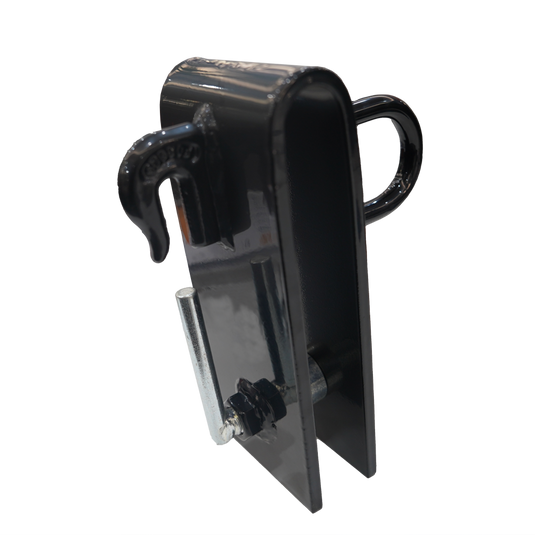 Tractor Bucket Grab Hook Attachment, 1100 LB Capacity, No Drill No Weld, Hand Crank Puck Lock, Front End Loader Easy Lift