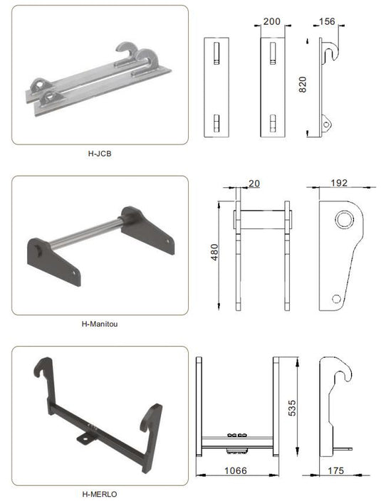 Weld-On Hitch Bracket for JCB Manitou and Merlo, Front End Loader Attachment Conversion