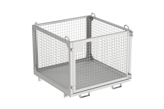 Foldable Crane & Forklift Goods Cage – Stackable Flat Pack  1000kg SWL