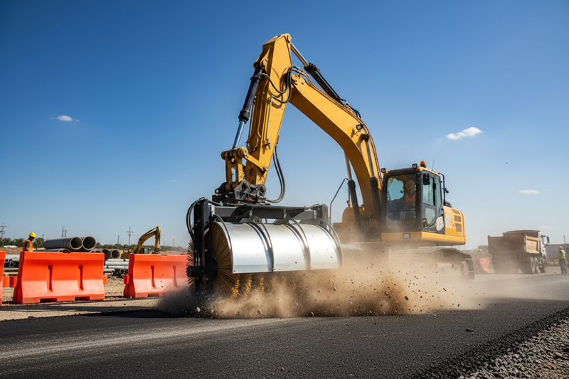 Indlæs billede i Gallery Viewer, Excavator Hydraulic Broom Sweeper Attachment  1–2.7m  2–14 Ton  Road Site Sweeper

