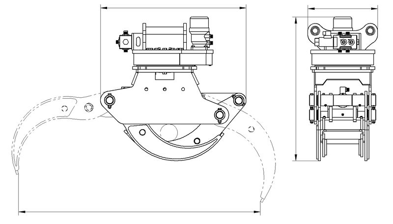 Indlæs billede i Gallery Viewer, 360 Degree Rotating Hydraulic Timber Grapple for Excavator, Forestry Log Grab with Hydraulic Rotator

