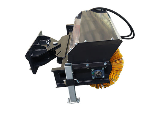 Mini Skid Steer Angle Broom Sweeper - 44 Inch Hydraulic Rotary Broom with 30 Degree Adjustable Tilt