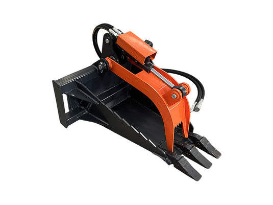 Mini Skid Steer Stump Bucket Grapple 37 Inch Hydraulic 2 in 1 Root Tree Stump Removal Attachment