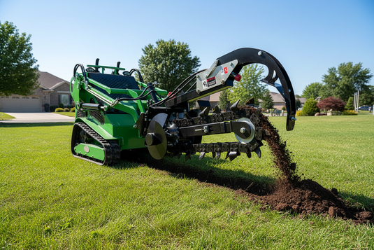 Mini Skid Steer Trencher Attachment 36 Inch Adjustable Depth Hydraulic Irrigation Pipe Laying