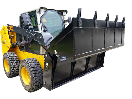 4-in-1 Skid Steer Bucket with Teeth, Low Profile Extended Bottom, 62 and 72 Inch