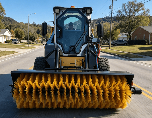 Skid Steer Hydraulic Angle Rotary Broom Nylon Brush 72 83 99 Inch Manual Tilt Quick Attach S-AB