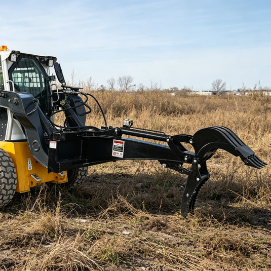 Skid Steer Backhoe Attachment with Thumb, Universal Quick Attach, 9 to 24 Inch Bucket