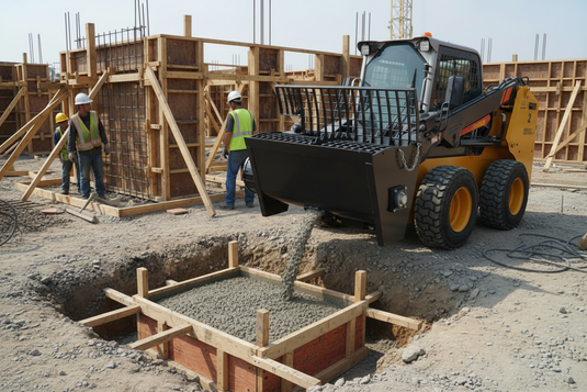 Self Loading Skid Steer Concrete Mixer Bucket Attachment 280 to 550 Liter Hydraulic Cement Mixer for Universal Skid Steers