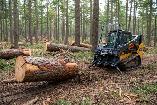 6 Ton Hydraulic Skid Steer Forestry Winch Attachment Heavy Duty Logging Winch with 30M Cable for Universal Skid Steers
