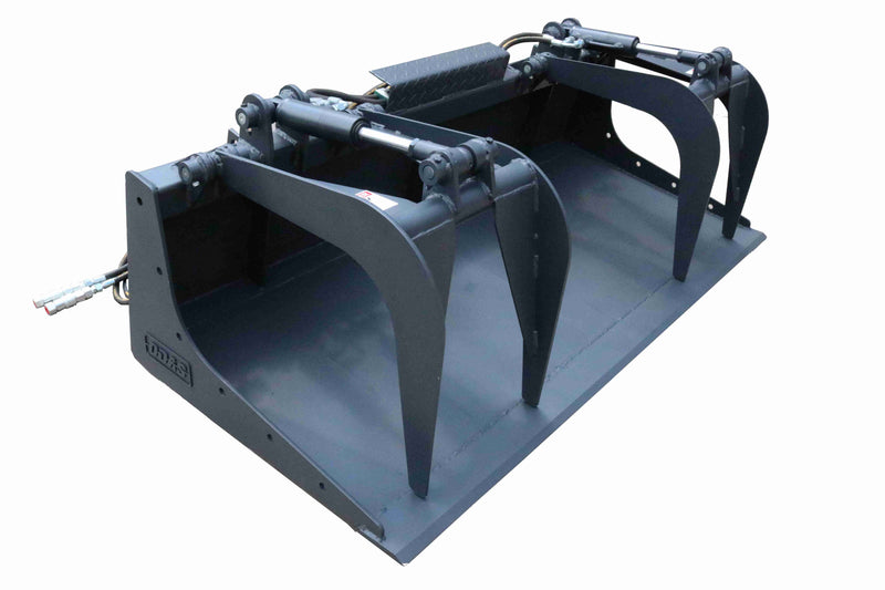 Indlæs billede i Gallery Viewer, 73 Inch Light Duty Skid Steer Hydraulic Grapple Bucket Attachment for Debris Cleanup and Material Handling
