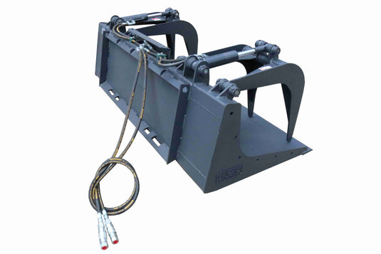 73 Inch Light Duty Skid Steer Hydraulic Grapple Bucket Attachment for Debris Cleanup and Material Handling
