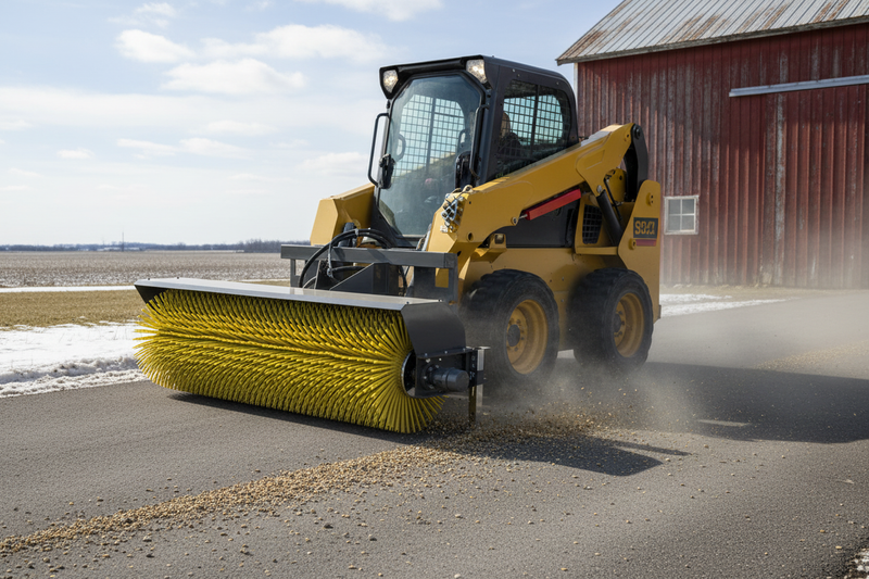 Load image into Gallery viewer, Skid Steer Hydraulic Angle Rotary Broom 72 Inch 30 Degree Snow Debris Quick Attach S-HAB
