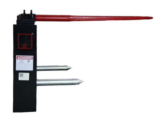 Skid Steer Quick Attach Hay Bale Spear Frame 3000 lb Forged 1 Main 2 Stabilizer Spears S-HS1160