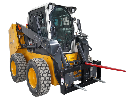 Skid Steer Quick Attach Hay Bale Spear Frame 3000 lb Forged 1 Main 2 Stabilizer Spears S-HS1160