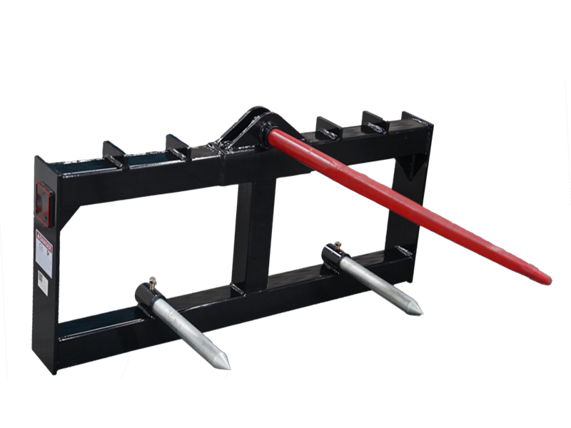Indlæs billede i Gallery Viewer, Skid Steer Quick Attach Hay Bale Spear Frame 3000 lb Forged 1 Main 2 Stabilizer Spears S-HS1160
