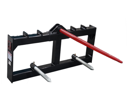 Skid Steer Quick Attach Hay Bale Spear Frame 3000 lb Forged 1 Main 2 Stabilizer Spears S-HS1160