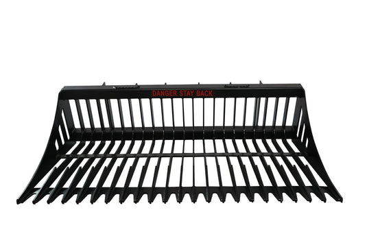 Skid Steer Rock Bucket Attachment 52-96 Inch Heavy Duty Flat Bar Rake Bucket for Back Blading and Sifting