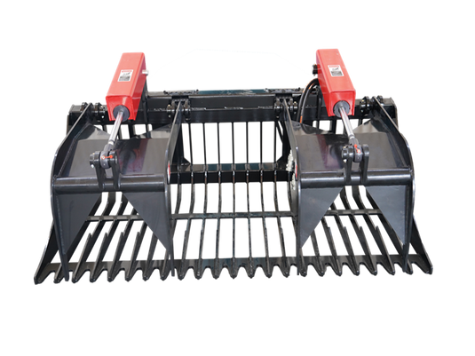 Heavy Duty Skid Steer Root Grapple Attachment 59-84 Inch Dual Cylinder