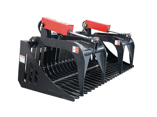 Heavy Duty Skid Steer Root Grapple Attachment 59-84 Inch Dual Cylinder