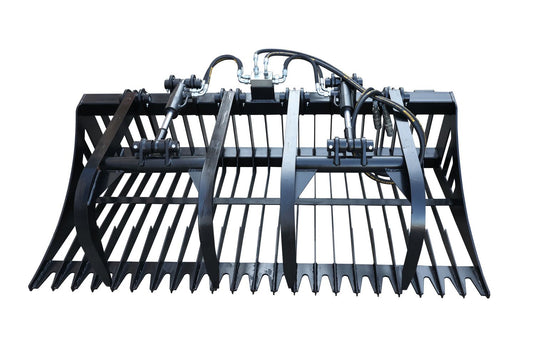Skid Steer Rock Grapple Bucket Attachment 72-84 Inch Twin Cylinder