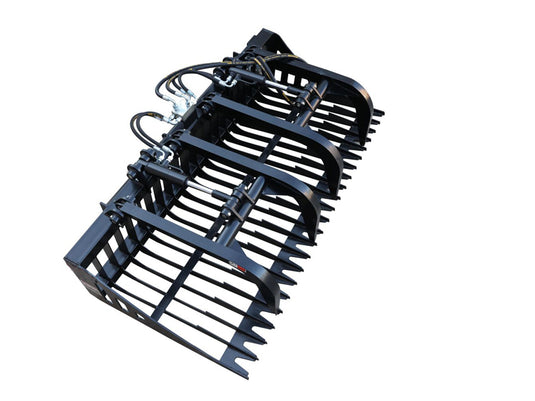 Skid Steer Rock Grapple Bucket Attachment 72-84 Inch Twin Cylinder