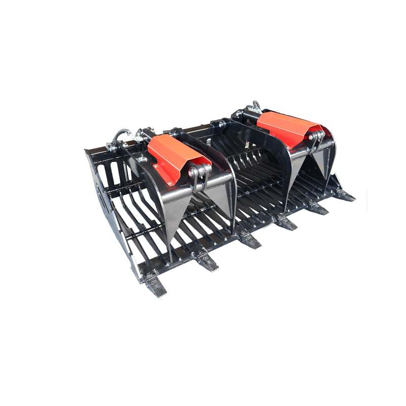 Indlæs billede i Gallery Viewer, Heavy Duty Skid Steer Rock Bucket Grapple with Teeth 60-82 Inch Attachment
