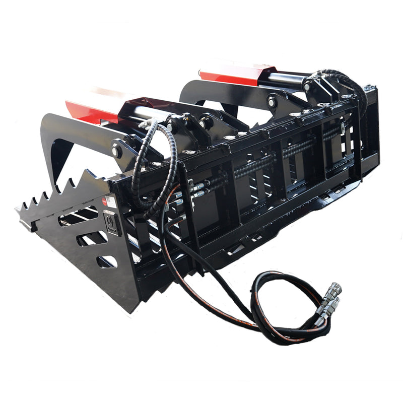 Indlæs billede i Gallery Viewer, Heavy Duty Skid Steer Rock Bucket Grapple with Teeth 60-82 Inch Attachment
