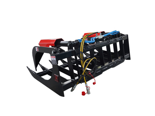 72 and 84 Inch Dual Cylinder Skid Steer Root Grapple Bucket Attachment with Universal Quick Attach for Brush and Debris