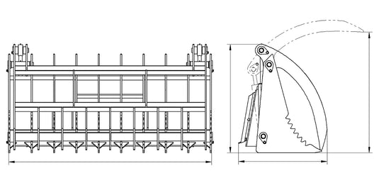 64 and 72 Inch Skid Steer Root Grapple Rake Attachment Heavy Duty Forestry Grapple for Brush and Land Clearing