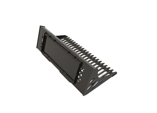 Skid Steer Extreme Duty Round Bar Rock Bucket 66-82 Inch Reinforced Tines Webbed Cutting Edge for Rock Removal