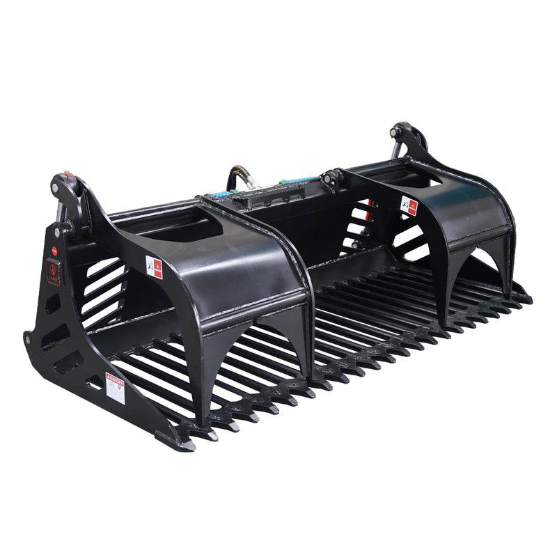 Load image into Gallery viewer, Heavy Duty Skid Steer Rock Grapple Bucket 66-82 Inch Hydraulic Attachment
