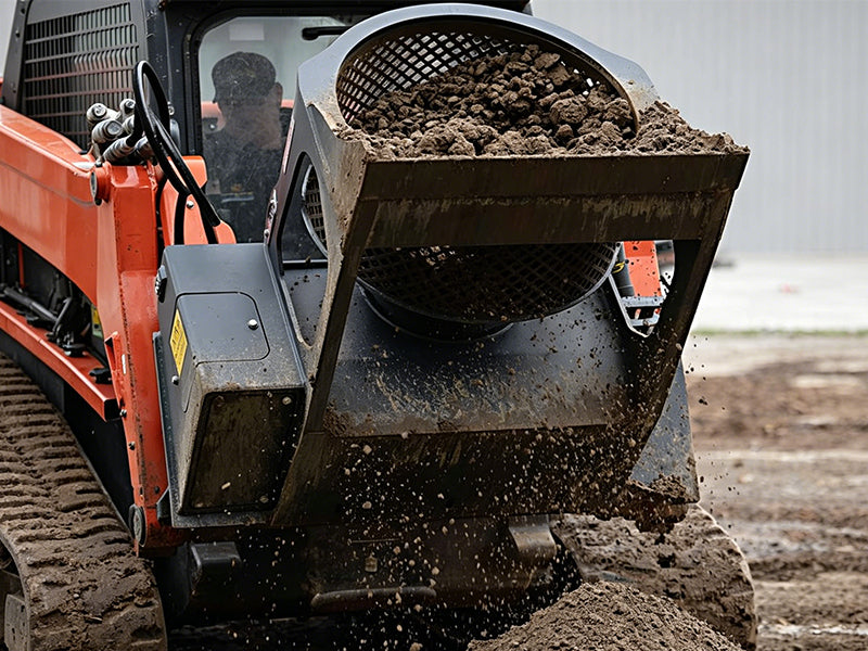 Indlæs billede i Gallery Viewer, Skid Steer Screening Bucket Attachment Soil Separation Sieve 0.3 to 0.8m3
