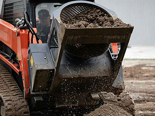 Skid Steer Screening Bucket Attachment Soil Separation Sieve 0.3 to 0.8m3