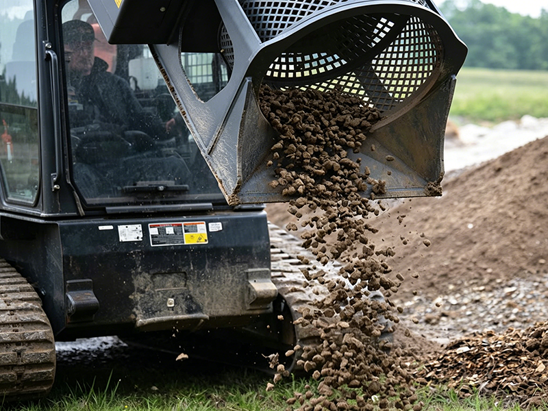Indlæs billede i Gallery Viewer, Skid Steer Screening Bucket Attachment Soil Separation Sieve 0.3 to 0.8m3
