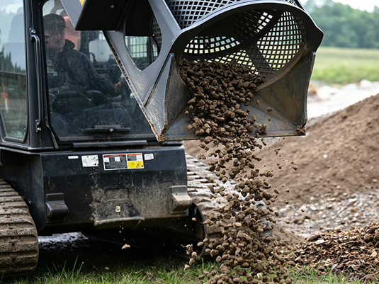 Skid Steer Screening Bucket Attachment Soil Separation Sieve 0.3 to 0.8m3