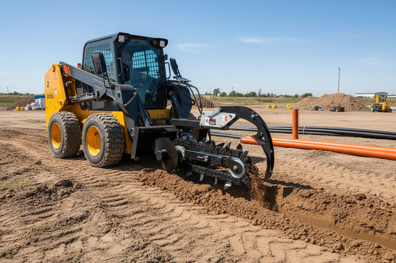 Load image into Gallery viewer, Skid Steer Trencher Attachment 36 48 Inch Depth 3 Chain Options All Ground Conditions
