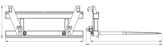 Pallet Forks Frame with Hay Spear Euro Class 2A 2.5 Ton Tractor