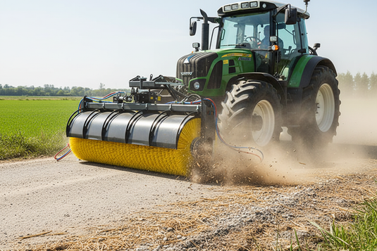 Hydraulic Angle Broom Sweeper Attachment - Dual Motor, 30 Degree Rotation for Road Cleanup