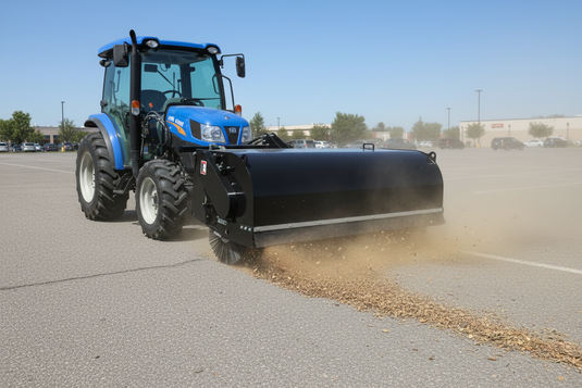 72 Inch Tractor Angle Broom Attachment, Adjustable Box Broom Road Sweeper, Euro Hitch Compatible