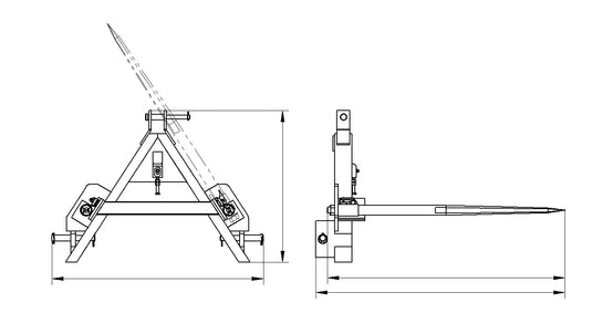 Foldable Bale Fork 3 Point Linkage A Frame Tractor Attachment T-BFF