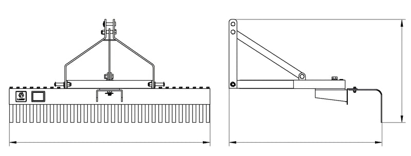 Load image into Gallery viewer, 72 Inch 3-Point Landscape Rock Rake for Cat 1 Compact Tractors, Heavy Duty Attachment
