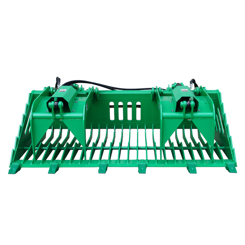Indlæs billede i Gallery Viewer, 72-84 Inch Rock Grapple Bucket with Teeth for Skid Steer, Heavy Duty Euro Hitch Attachment
