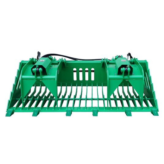 72-84 Inch Rock Grapple Bucket with Teeth for Skid Steer, Heavy Duty Euro Hitch Attachment