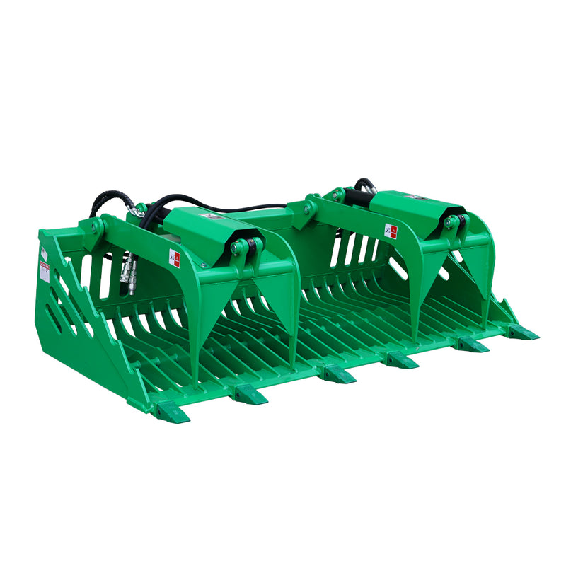 Indlæs billede i Gallery Viewer, 72-84 Inch Rock Grapple Bucket with Teeth for Skid Steer, Heavy Duty Euro Hitch Attachment
