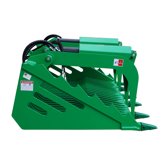 72-84 Inch Rock Grapple Bucket with Teeth for Skid Steer, Heavy Duty Euro Hitch Attachment