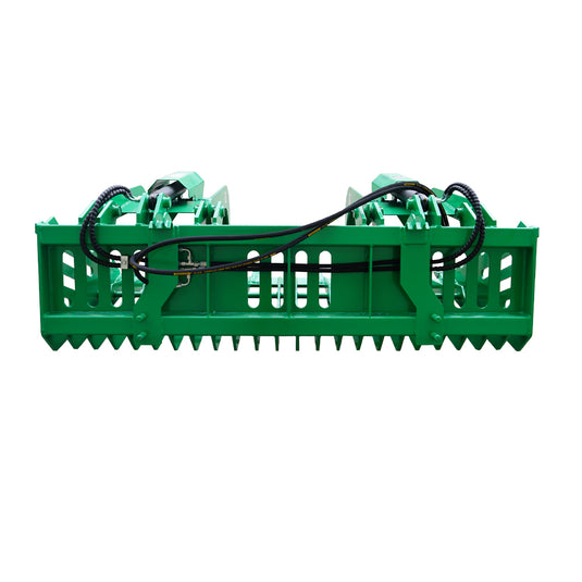 72-84 Inch Rock Grapple Bucket with Teeth for Skid Steer, Heavy Duty Euro Hitch Attachment