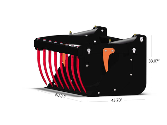 Hydraulic Silage Grapple Bucket Dual Cylinder Euro Bracket Tractor Attachment