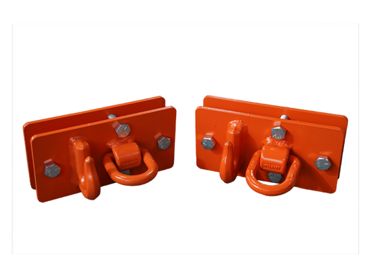 Grade 70 Forged Steel Bolt-On Tractor Bucket Grab Hooks with D Ring Backer Plate, Set of 2