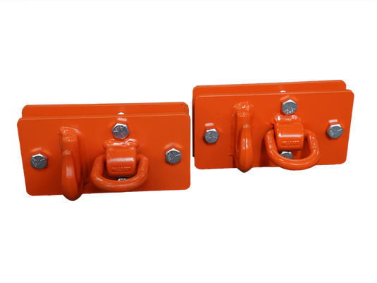 Grade 70 Forged Steel Bolt-On Tractor Bucket Grab Hooks with D Ring Backer Plate, Set of 2