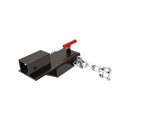 Clamp On Forklift Hitch Receiver, 2 Inch Heavy Duty Steel Adapter for Forklift Tines, No Drill, Fits Standard Hitch Inserts